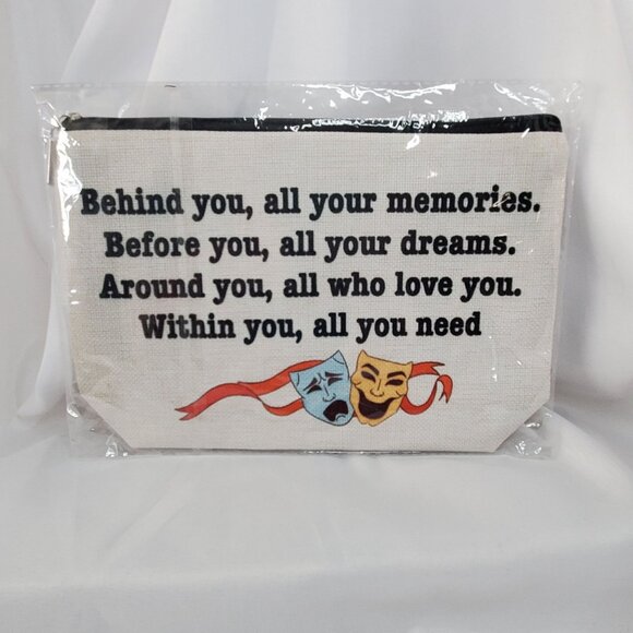 Theater Drama Themed Canvas Cosmetic Pouch "Behind You All Your Memories" - Picture 2 of 5